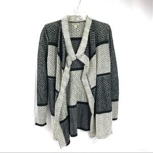 Lucky Brand Tapestry  Black & Cream Cardigan M
